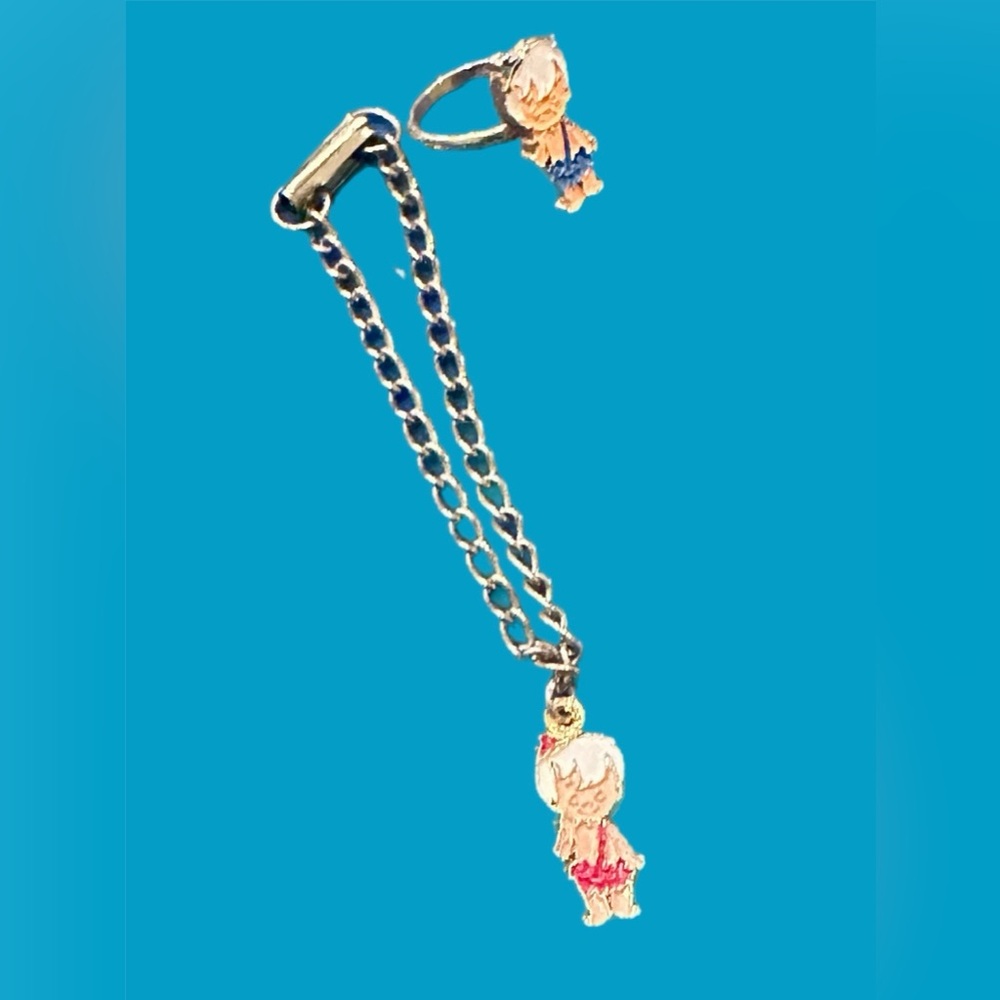 Vintage Flintstones Bam Bam Enamel Jewelry set, from the 1960s